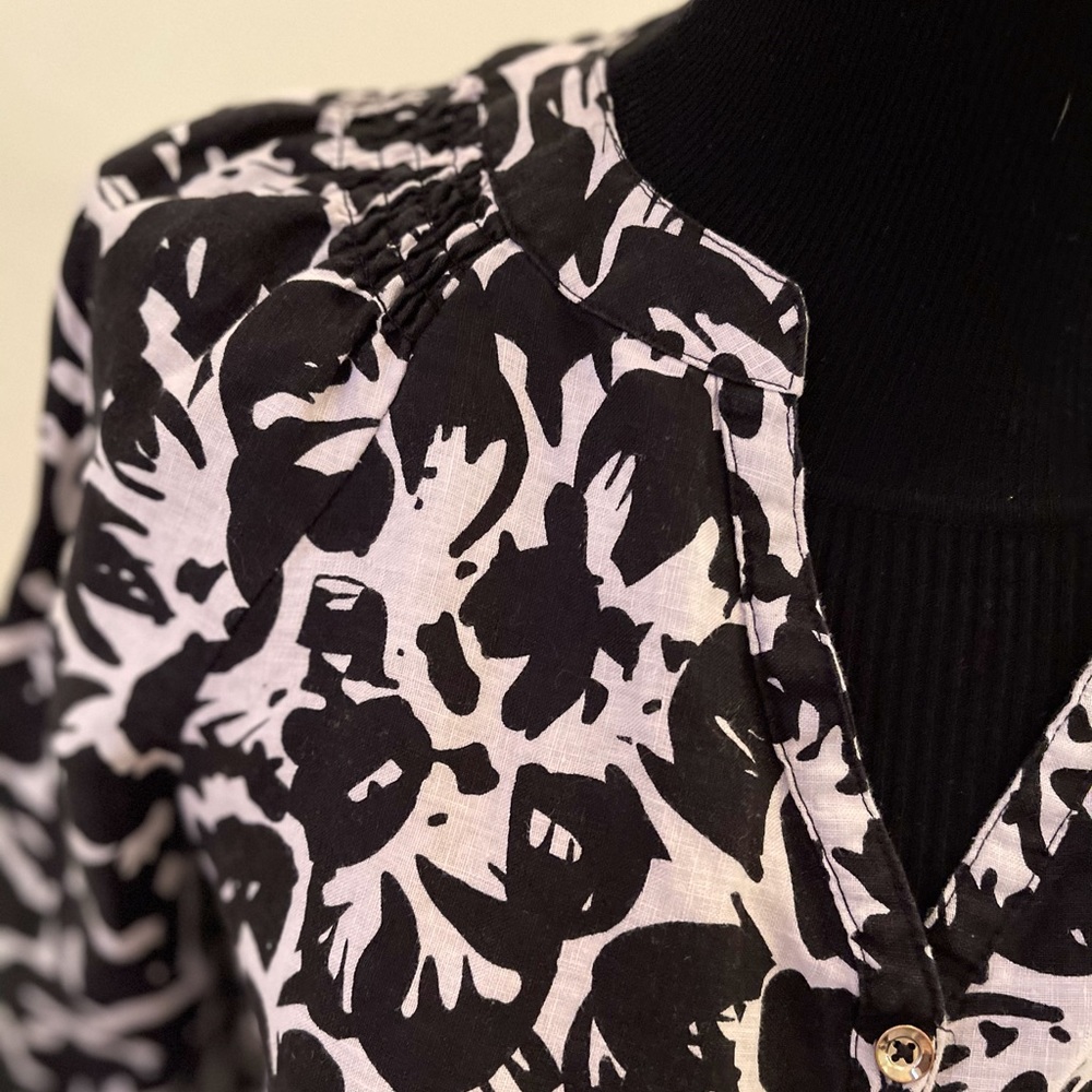 Rafaella women’s 100% linen black & white tunic SM - Picture 5 of 13